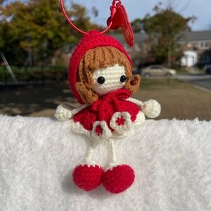 Handmade Crochet Cute Doll with Hanging Feet, Keychain for Bag or Keys